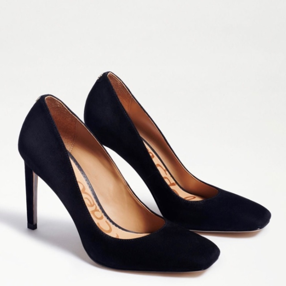 Sam Edelman Black Suede Beth Square Heels Size 7